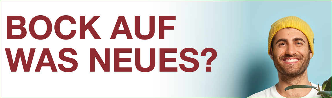 Bock auf was neues? Ein Mann steht mit Topfpflanze für den Umzug bereit.